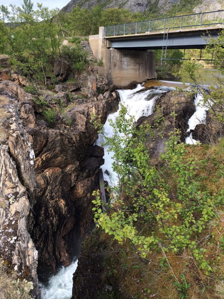 Adamsfjordfossen waterfall in Finnmark, Norway