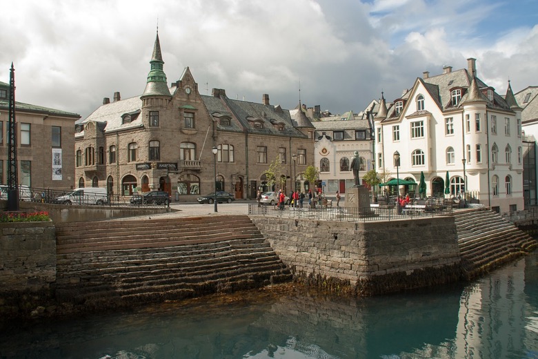 Ålesund town waterfront in Norway