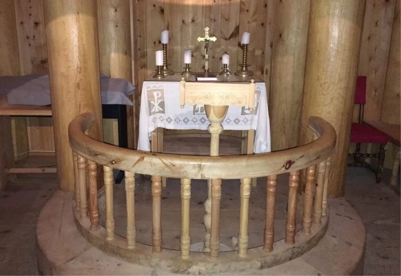 Altar inside the stave church