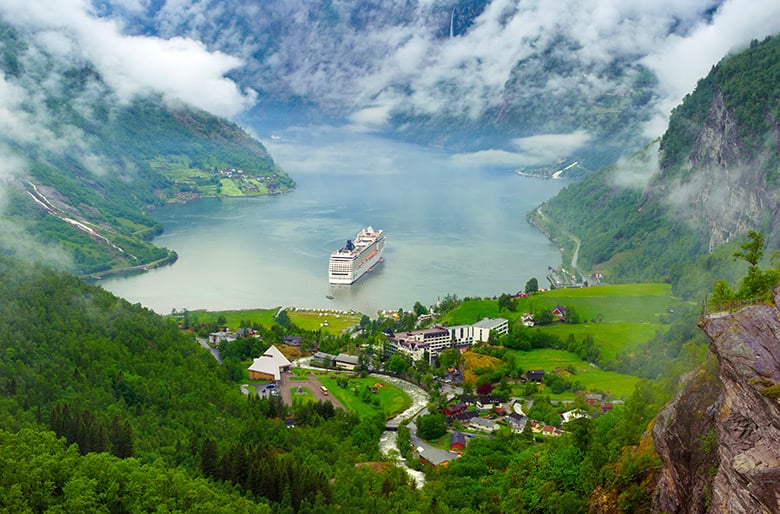 View over the Geirangerfjord in Norway