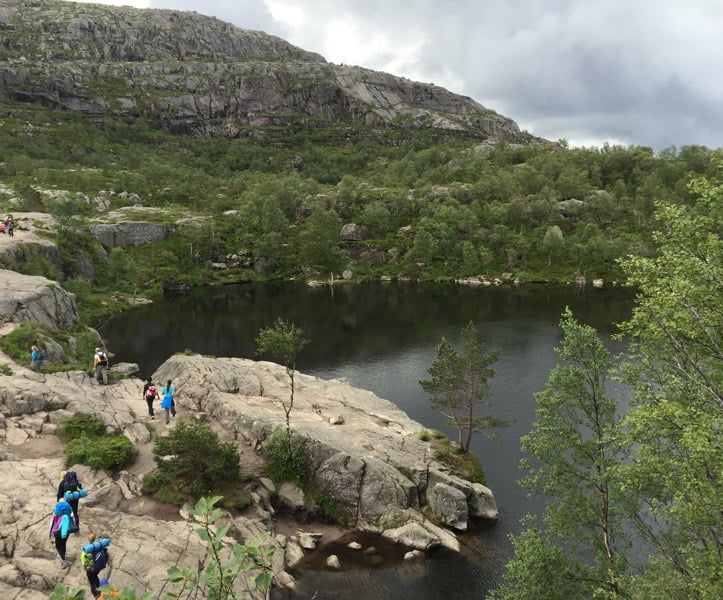 Hiking trail to Pulpit Rock in Norway