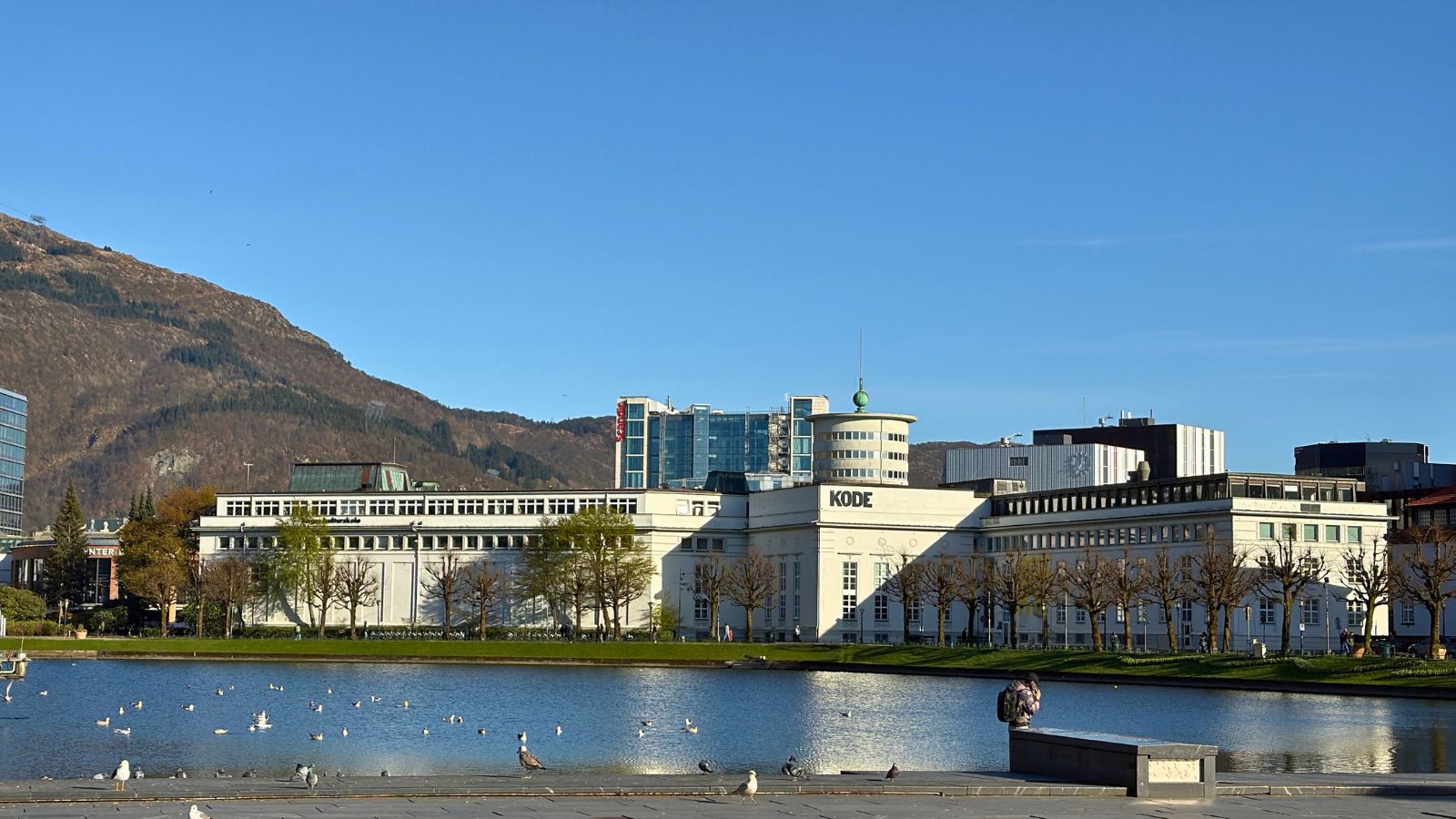 Bergen Art Museum beyond the city lake. Photo: David Nikel.