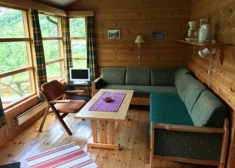 Comfortable cabin lounge near Geiranger