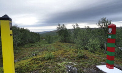 The Norway-Russia border post markers