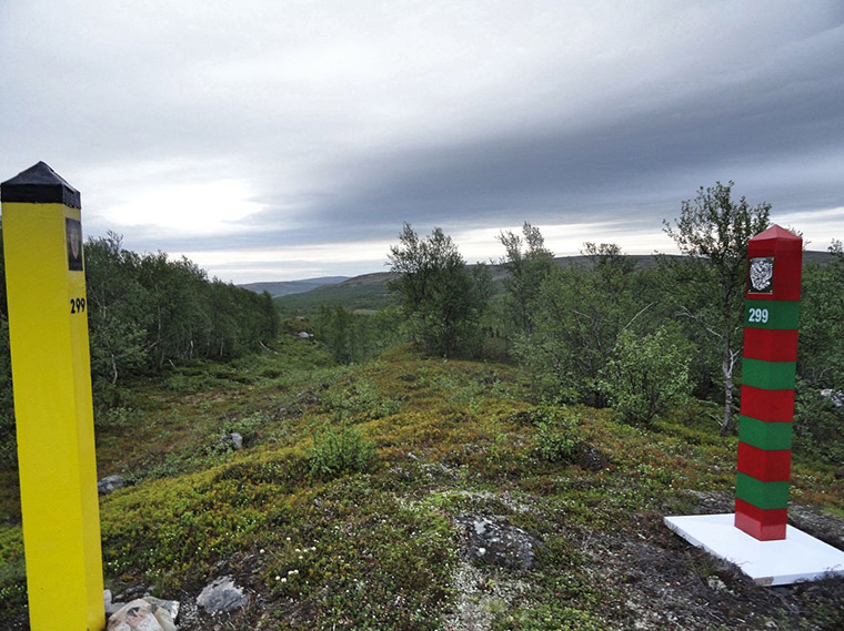 The Norway-Russia border post markers