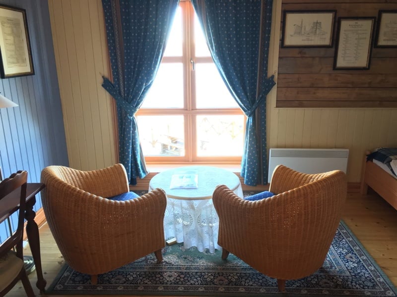 A guest room at Sandtorgholmen Hotel