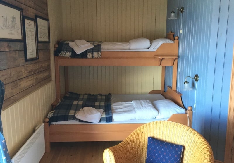 A guest room at Sandtorgholmen Hotel