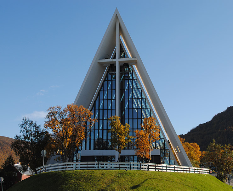 Tromsø's Arctic Cathedral in the late summer months