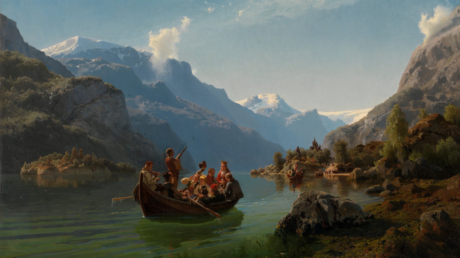 Bridal Procession on the Hardanger, a 1848 oil painting by Hans Gude and Adolph Tidemand.