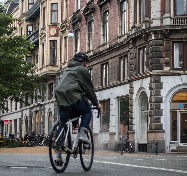 A cyclist on a Copenhagen street