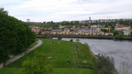 The riverside park by Nidaros Cathedral