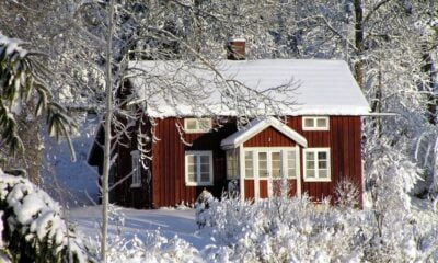 Scandinavian house in the winter
