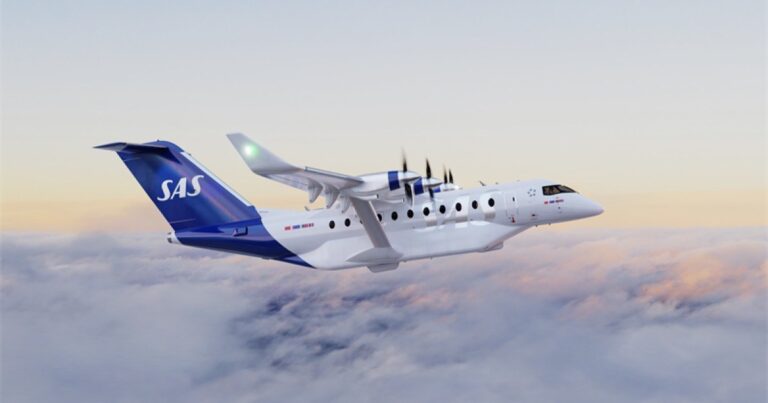 SAS and Heart Aerospace illustration of a future electric aircraft.