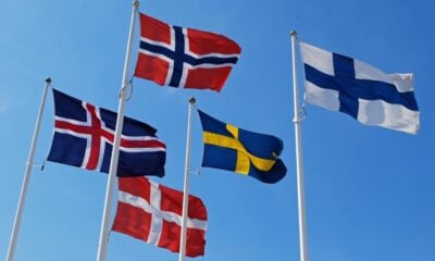 The flags of the Nordic nations
