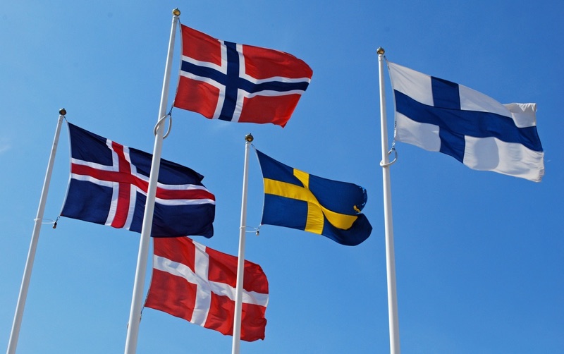 The flags of the Nordic nations