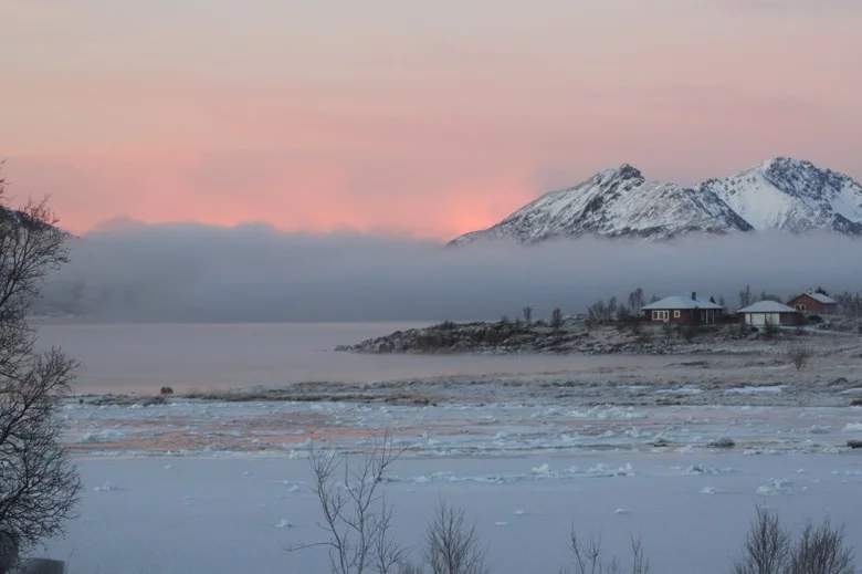 Beautiful twilight in winter Norway
