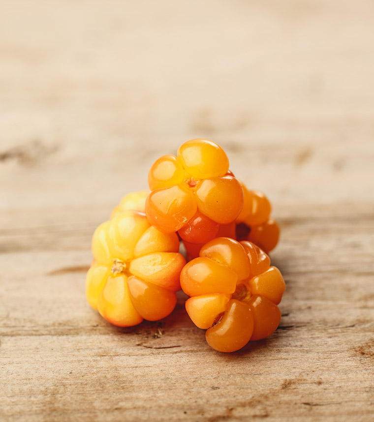 Cloudberries on a table