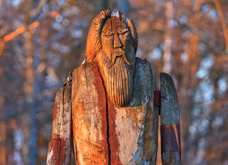 Wooden status of Norse God Odin