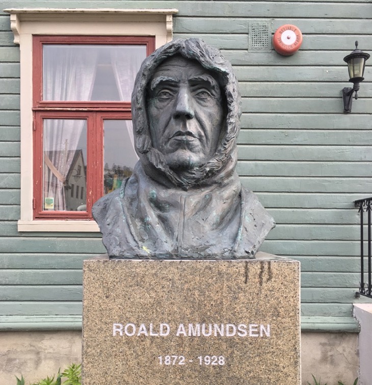 A statue of Roald Amundsen, the famous Norwegian polar explorer, in Tromsø