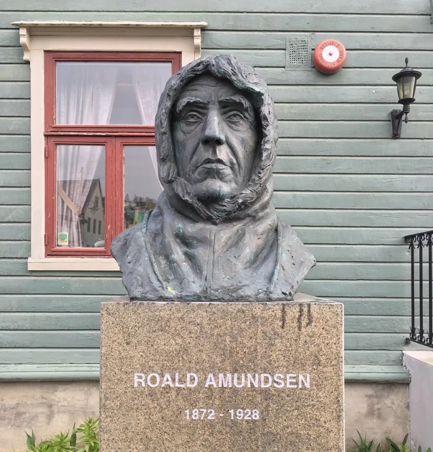 A statue of Roald Amundsen, the famous Norwegian polar explorer, in Tromsø