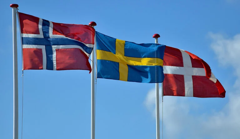 The flags of the Scandinavian countries