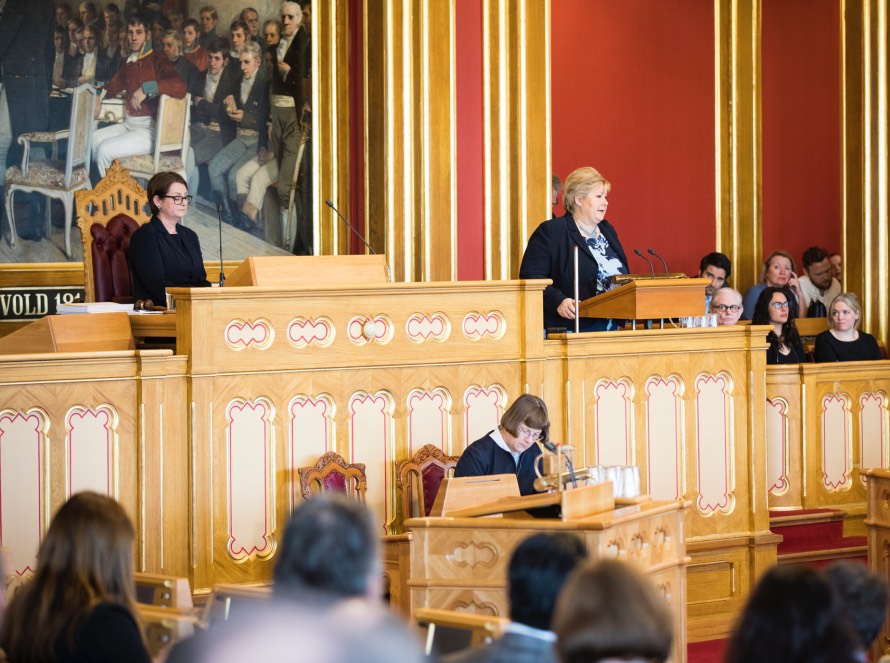 Erna Solberg in Stortinget