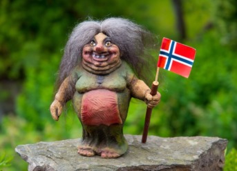 Norway troll holding a flag