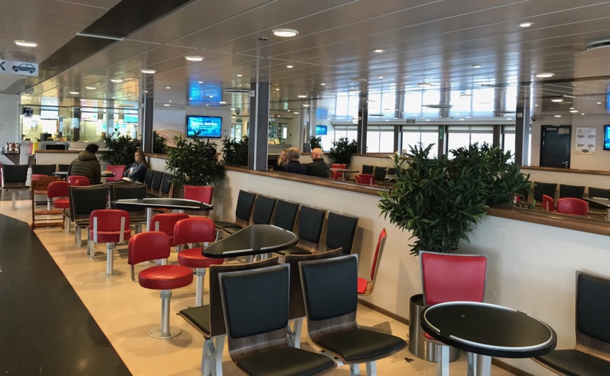 Passenger lounge on board the E39 ferry