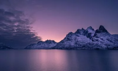 The beautiful Lofoten islands in Arctic Norway, as seen from a ship