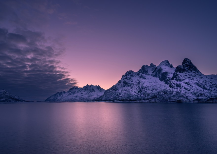 The beautiful Lofoten islands in Arctic Norway, as seen from a ship