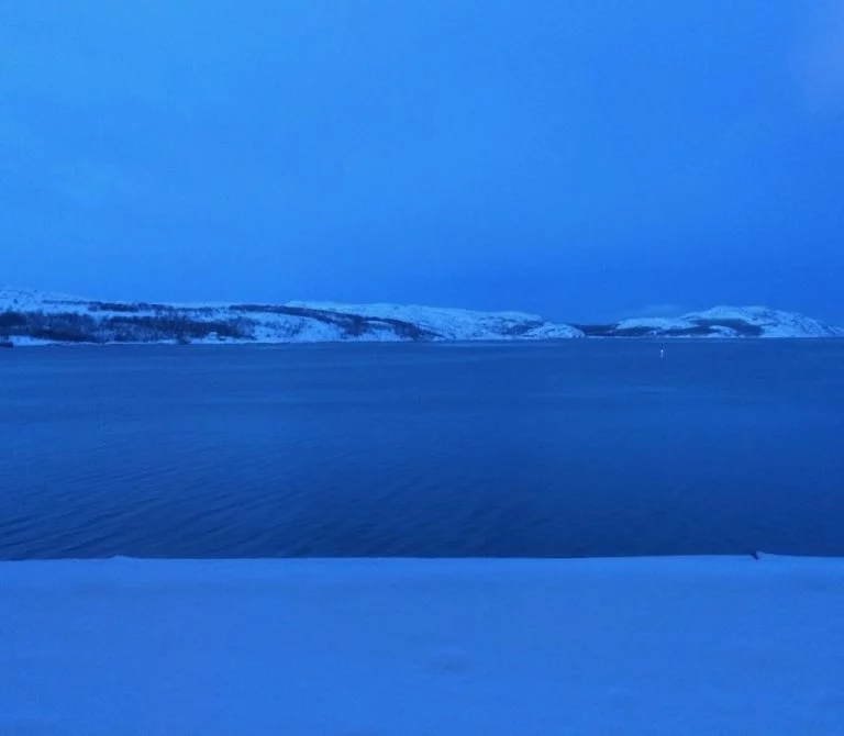 Blue hour in Kirkenes, Finnmark. This beautiful light phenomenon occurs during the winter months during twilight.