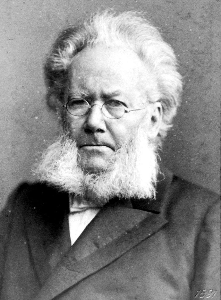 A black and white portrait of the Norwegian Henrik Ibsen