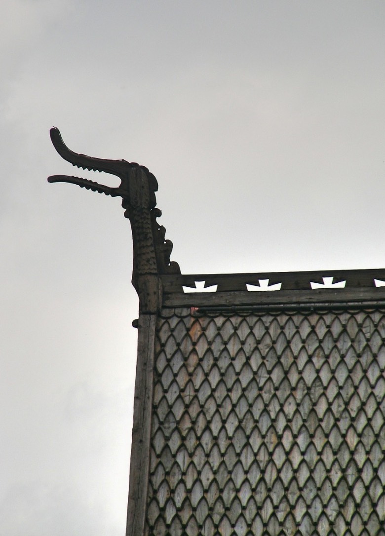 Detail on Lom Stave Church in Norway