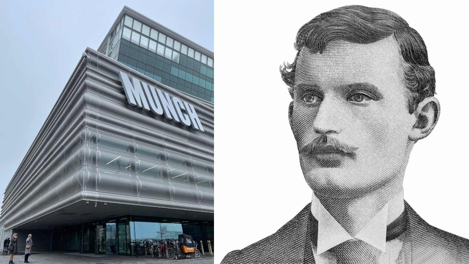 Edvard Munch museum exterior and portrait.