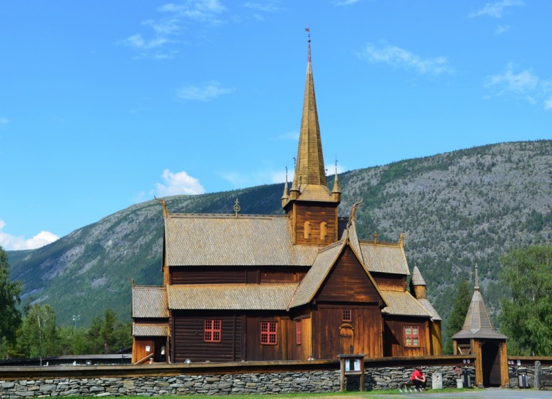 A stunning stave church in Lom, Norway