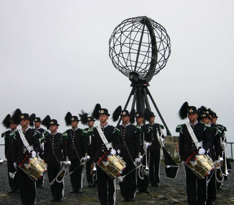 A marching band at the North Cape in Norway