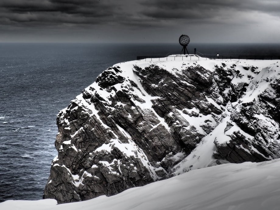 A moody winter's day at Nordkapp in Arctic Norway