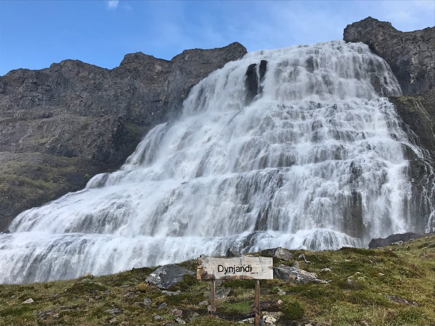 The spectacular Dynjandi waterfall in the west fjords of Iceland