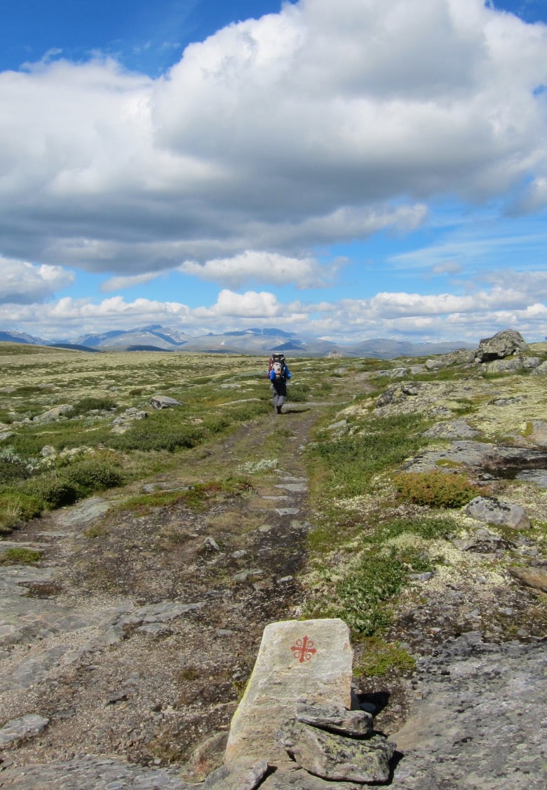 Hiking over mountains on Norway's Pilgrim Way