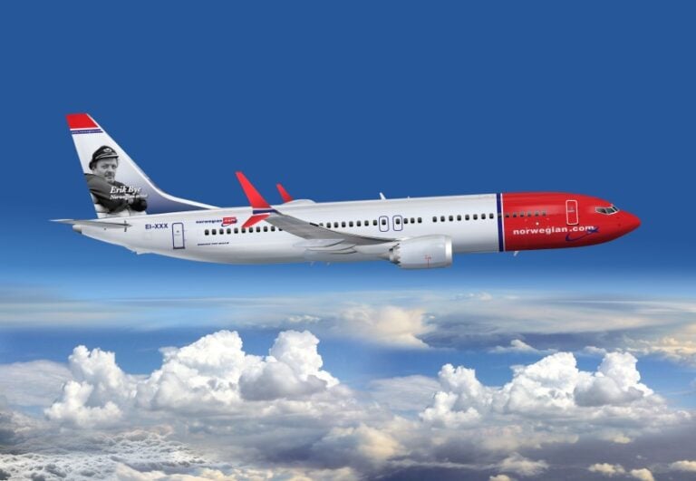 Norwegian Max airplane flying to Norway