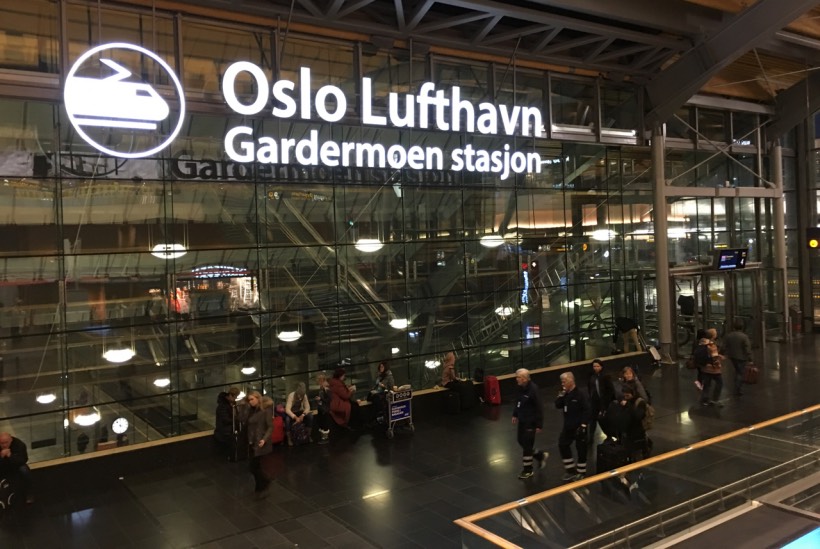 The train station inside Oslo Airport