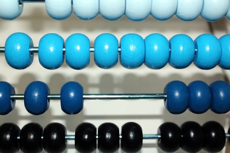 A blue abacus used to count numbers