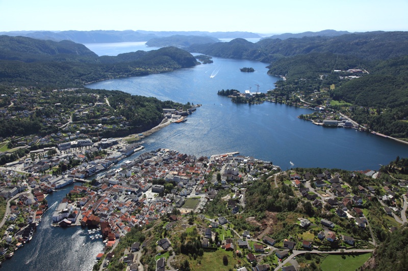 Flekkefjord from the air. Photo: Harald M. Valderberg