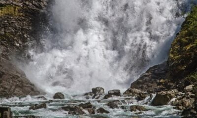 Hjellefossen waterfall in Utladalen, Norway