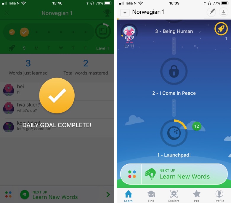 Gamification is built-in to the Memrise app