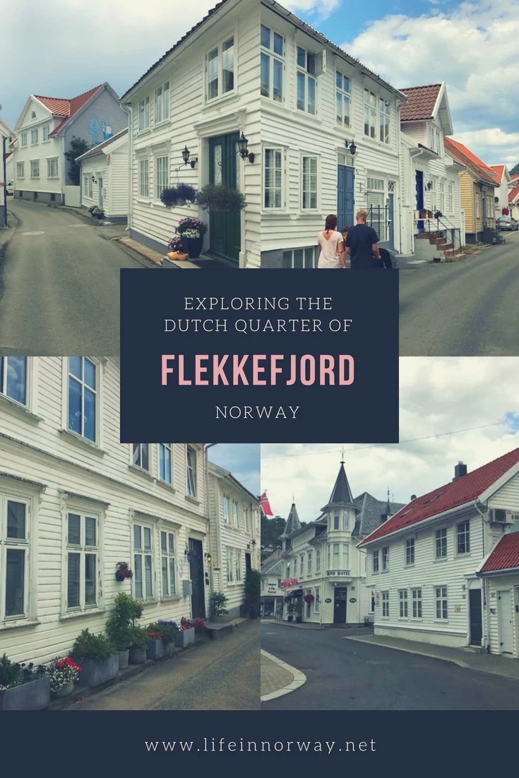 The Dutch Quarter of Flekkefjord, Norway, is a beautiful district of white wooden houses by the waterfront.