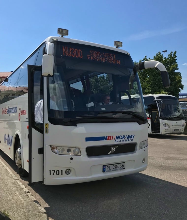 Sør-Vest ekspressen coach service in Norway from Kristiansand to Stavanger