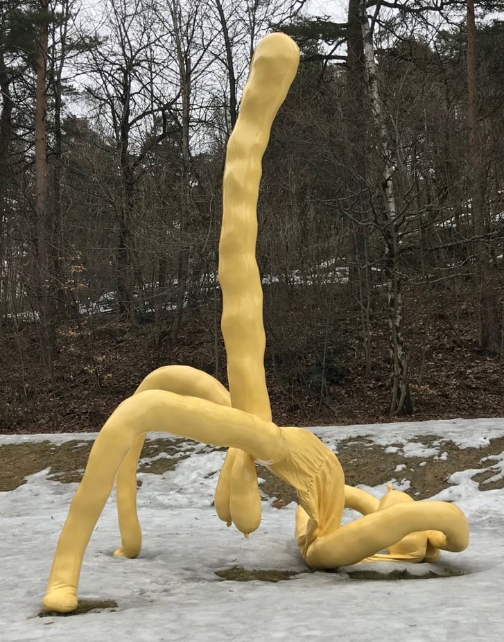 Yellow sculpture in Ekeberg Park, Oslo, Norway