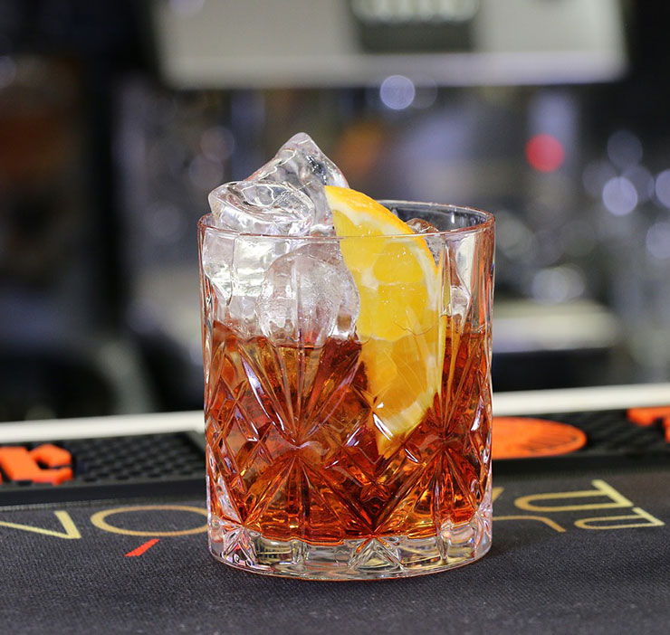 Classic Negroni made with aquavit