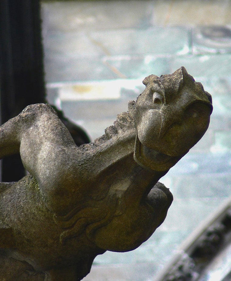 Close-up of a gargoyle on Trondheim's Nidaros Cathedral